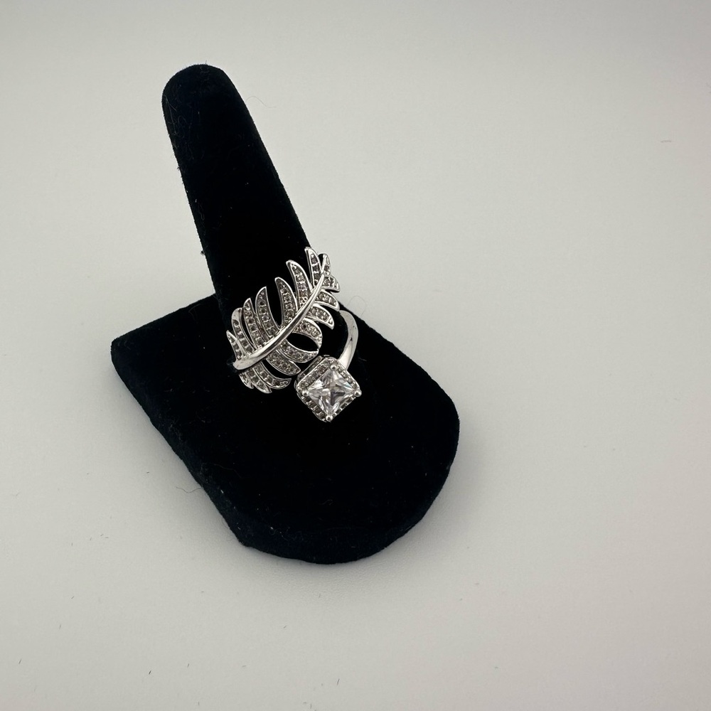 Silver Diamond Halo Ring - Picture 5 of 6